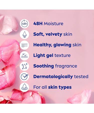 NIVEA Rose Care Gel Cream 48-Hour Hydrating Face Cream for All Skin Types Rose Water and Hyaluronic Acid Moisturizer for Face Dermatologically-Tested Skin Care 50mL - Buy Online on GoSupps.com