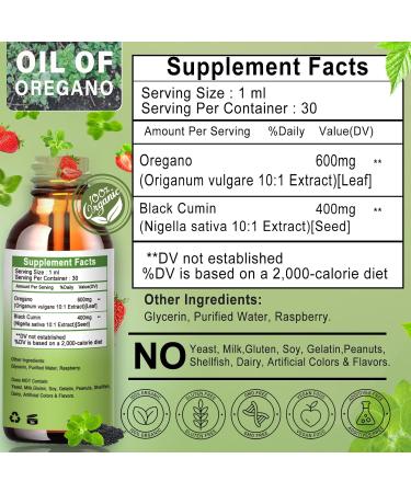 Vita letuo Oregano Oil Drops 30000mg Organic Oil of Oregano with Black Seed Oil for Immune Digestive Support High Absorption Aceite de Oregano for Seasonal Support Non-GMO Gluten Free - Buy Online on GoSupps.com