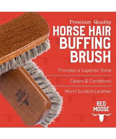 Horsehair Shoe Brush for Leather Boots Shine - Red Moose Medium - 5.9 x 1.96 - Buy Online on GoSupps.com