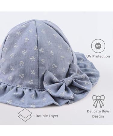 XIAOHAWANG Baby Girl Sun Hat with Embroidered Flowers | Toddler Bucket Hat for Infant Girls 0-3 Months - Blue - Buy Online on GoSupps.com