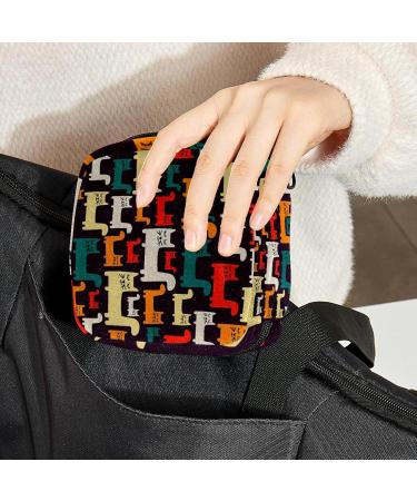 Cat Animal Print Sanitary Napkin Storage Bag and Menstrual Cup Pouch - Portable Girls Organizer in Multicoloured 09 - Buy Online on GoSupps.com