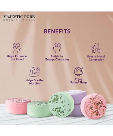 Majestic Pure Shower Steamers Variety Pack - 6 Relaxing & Rejuvenating Shower Tablets with Essential Oils - Men & Women Gifts - Shower Steamer 6 Count - Buy Online on GoSupps.com