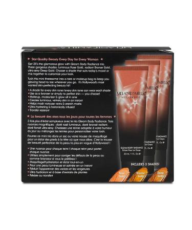 Melanie Mills Hollywood Mini Moisturizing Body Makeup Gleam on the Go Kit - Rose Gold, Bronze Gold, Deep Gold - 1 fl.oz. each - Buy Online on GoSupps.com