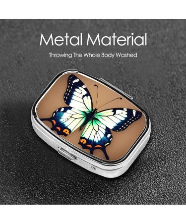Cute Butterfly 2 Compartment Pill Case | Small Travel Pill Organizer Box for Pocket & Purse - Buy Online on GoSupps.com