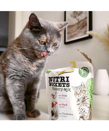Gimcat Nutri Pockets Country Mix - Crispy Cat Snack with Creamy Filling & Functional Ingredients - 150g Bag - Buy Online on GoSupps.com