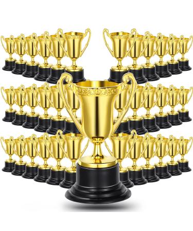 Mini Trophies Gold Award Trophy Cups Bulk 3.4 Inch Plastic Trophy Achievement Prize Award for Kids Adults School Office Graduation Parties Sports Tournaments Competitions Party Favors Prop (100 Pcs)