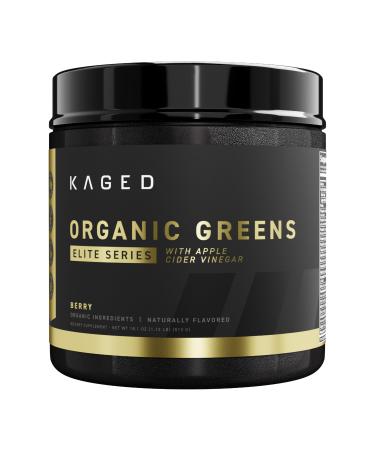 Kaged Organic Greens Elite Superfood and Greens Powder with Apple Cider Vinegar Adaptogen Prebiotics Vitamins & Minerals Berry 30 Servings Berry (Elite)