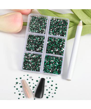 Beadsland 7200PCs Flatback Rhinestones - Clear Round Crystal Gems for Handicrafts Mixed Sizes with Wax Pencil Kit Emerald Green SS3-SS10 - Buy Online on GoSupps.com