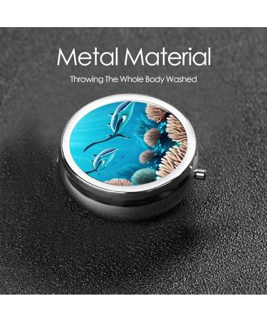 Deep Sea Whales Round Pill Box - 3 Compartment Travel Organizer for Pills | Portable Travel Pill Case - Buy Online on GoSupps.com