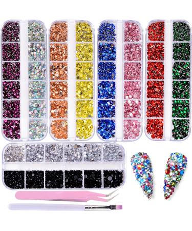 10,500 AB Flatback Rhinestones Kit with Tweezer & Brush - Nail Art, Makeup, Crafts - Buy Online on GoSupps.com