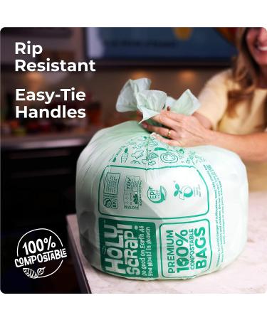 Holy Scrap! 13 Gallon Compostable Trash Bags - 100 Pack Kitchen, Bathroom, Yard Waste - Eco Friendly, Food Waste Compost Bags - 50 Count x 2 - Buy Online on GoSupps.com