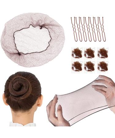 ZOCONE Brown Hair Net 60PCS Invisible Hair Nets+50PCS U-Shape Hairpins Hair Net with Elastic Edge for Hair Bun Maker Ballet Hair Net Bun Kids Hair Bun Accessories for Girls Women Dance (Brown)