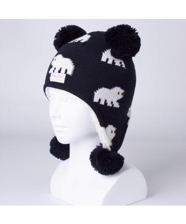 LANGZHEN Toddler Winter Hat Earflap Knit Cap for Baby Boys Girls 2-4 Years - Polar Bear Navy - Buy Online on GoSupps.com