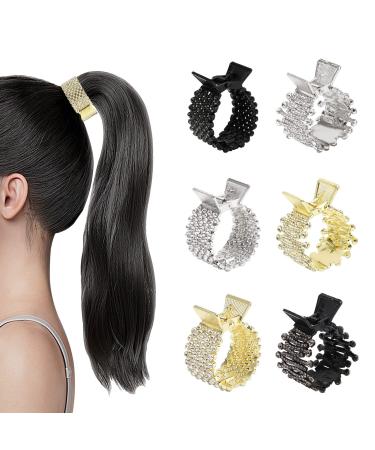 6PCS Small Hair Claw Clips for High Ponytail  Rhinestone Shark Hair Clips for Women Girls Thick Long Hair