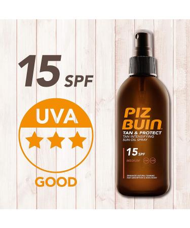 Piz Buin Tan and Protect Oil Spray SPF15 150ml - Sun Protection for a Beautiful Tan - Buy Online on GoSupps.com
