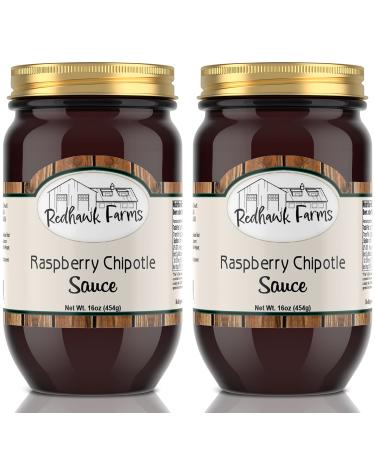 Redhawk Farms Raspberry Chipotle Sauce - All Natural Sweet & Spicy Raspberry Chipotle Drizzle - Gluten Free & Non-GMO - Homemade Jams, Jellies, & Preserves - (16 Oz, Pack Of 2)