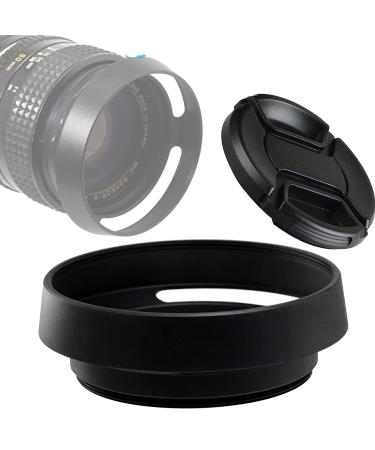 Fotasy 49mm Metal Curved Lens Hood, 49mm Vented Hood, 49mm Lens Hood for Fuji Leica Leitz Panasonic Olympus Panasonic Sony Lens, 49mm Screw-in Lens Hood