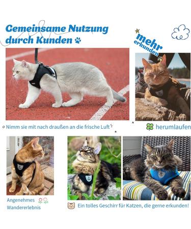 Supet Cat Dishes & Soft Cat Vest with Leash for Kittens & Small Dogs - Blue Size L (38-43 cm) - Buy Online on GoSupps.com