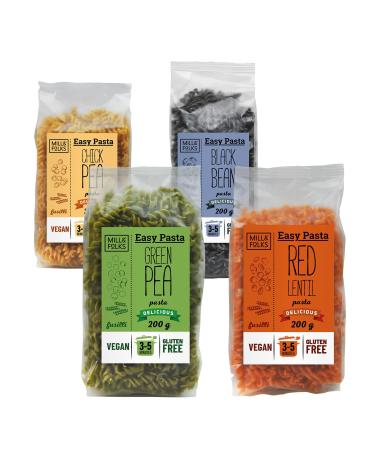 Mill & Folks Easy Pasta Vegetables Fusilli 4 x 200g Pack | Vegan & Gluten Free