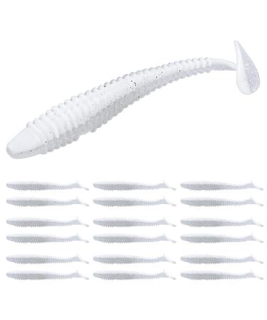 RUNCL Swimbaits Paddle 10/20/30/40PCS, 2/3/4/5 Inchs Paddle Tail Soft Plastic Bass Lure Baits, ProBite Swimmer, Plastic Bait for Saltwater/Freshwater Fishing White Pearl 4in, 20pcs - Buy Online on GoSupps.com