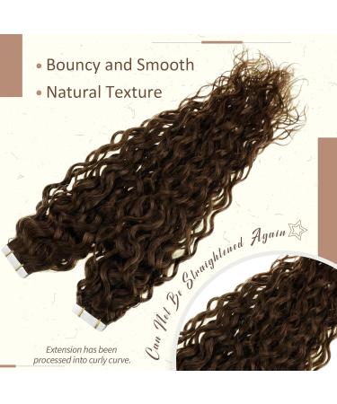 RUNATURE Curly Tape in Human Hair Extensions - 16 Inch Remy Wave Tape #4-NW - 50g - Buy Online on GoSupps.com