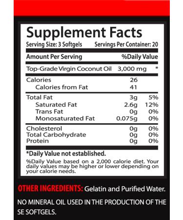 VIP VITAMINS Extra Virgin Coconut Oil 3000mg Softgels - Weight Loss Supplement - 60 Count - Buy Online on GoSupps.com