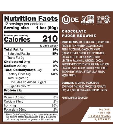No Cow Protein Bar - Chocolate Fudge Brownie (12 Bars, 2.12 oz Each) - Vegan & Gluten-Free Snack - Buy Online on GoSupps.com
