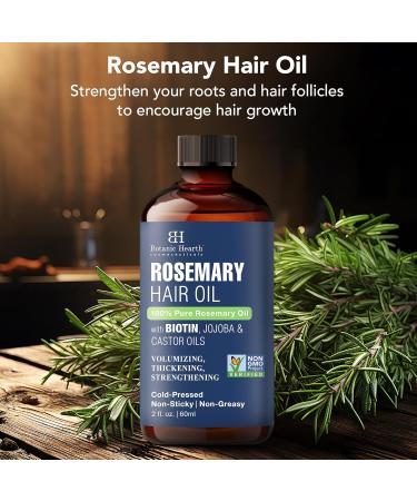 Buy Botanic Hearth 100% Pure Rosemary Oil for Hair Growth | Biotin Infused Hair Treatment | Nourishing & Volumizing with Jojoba & Castor Oil | Non-GMO - 2 fl oz - Buy Online on GoSupps.com