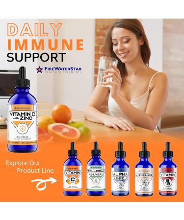 Liquid Vitamin C with Zinc - 4oz - 60 Servings - Organic Non-GMO - Adults and Kids - 99% Pure Ascorbic Acid - VIT C Drops - Bioactive Vitamin C Liquid - Immune Support Skin Health Antioxidants - Buy Online on GoSupps.com