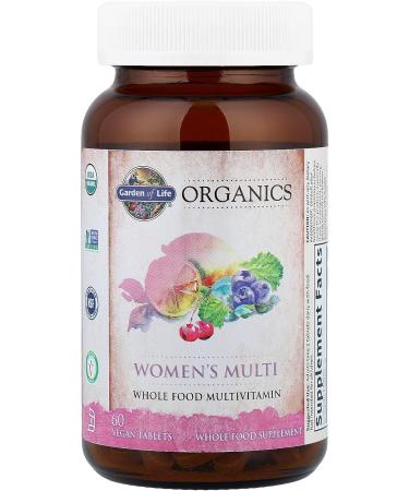 Garden of Life Organics Organic Multivitamin for Women - Womens Multi with Vitamin C D Folate B6 B12 Biotin Iron Vegan Whole Food Vitamins for Women Energy Skin Nails 60 Tablets 60 Count (Pack of 1) - Buy Online on GoSupps.com