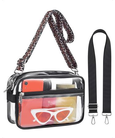 MAY TREE Clear Crossbody Bag Stadium Approved, Clear Stadium Bag with 2 Replaceable Straps for Sport Event Travel Festival Concert