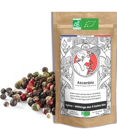 Ascenbio - Spice - Mix of 5 Organic Berries - 100g - Prepared and packaged in France - Biodegradable Packaging