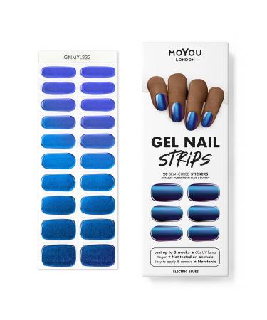 MOYOU LONDON Semi-Cured UV Gel Strips - 20 Pieces | Electric Blues - Salon-Quality Gel Nail Foils for Perfect Manicures - International Shipping Available - Buy Online on GoSupps.com