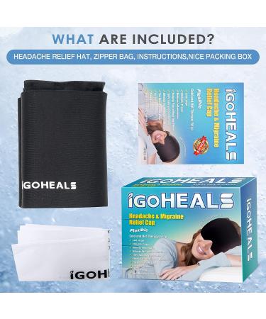 IGOHEALS Migraine Relief Cap - Headache and Tension Relief Hat with Compressed Ice for Puffy Eyes, Sinus & Stress - Black - Buy Online on GoSupps.com