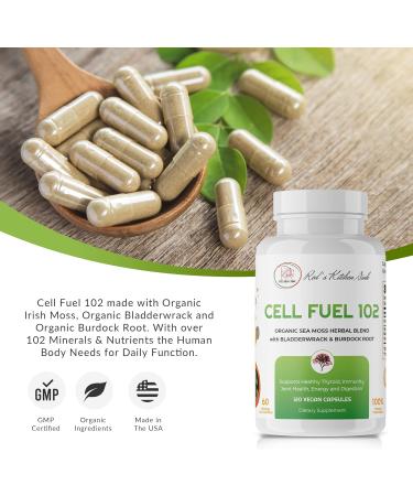Cell Fuel 102 Sea Moss Capsules 120 ct. | Organic Irish Moss, Bladderwrack & Burdock Root | Vegan Dr Sebi Inspired Formula - Buy Online on GoSupps.com