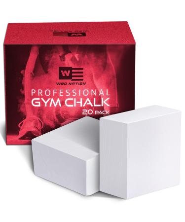 WOD Nation Gym Chalk Blocks - 20 Pack Premium Sport Hand Chalk - Easy Grip, Moisture Absorbing, Athletic Block Gym Chalk (2oz Each) for Gymnastics, Rock Climbing, Power Lifting, & More!