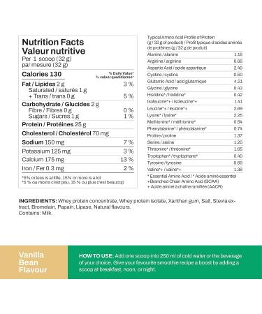 Whey Protein Powder by Vitasave 100% Whey Protein Powder 25g Protein Per Serving Grass-Fed Gluten-Free BCAAs Amino Acids - 26 servings 858g Tub (Vanilla Pack of 2) Vanilla Pack of 2 - Buy Online on GoSupps.com