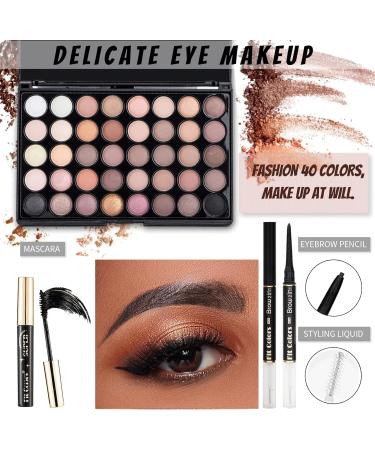 All in one Makeup Set Full Makeup Kit with Makeup Bag Portable 40Color Eyeshadow Palette Face Primer Foundation Make up Concealer Eyeliner Stamp Mascara Lip Gloss Make-up Set Travel - Buy Online on GoSupps.com