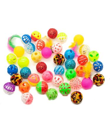 40 Count Plastic Ball Cat Toys with Bell - Assorted Colors - 10 Types - Gift Box Included - Buy Online on GoSupps.com