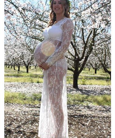 BUOYDM Maternity Lace Photography Props Maxi Dress - Elegant White XXL - Buy Online on GoSupps.com