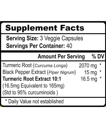 Viva Doria Turmeric Curcumin with Black Pepper Extract 2250mg 95% Standardized Curcuminoids - Black Pepper for Max Absorption 120 Vegetable Capsules - Buy Online on GoSupps.com