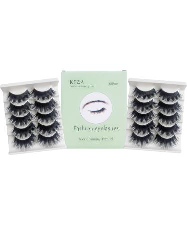 KFZR 10 Pairs 3D False Eyelashes Fake Eye Lashes Natural Look Makeup Extension Black Thick - Buy Online on GoSupps.com