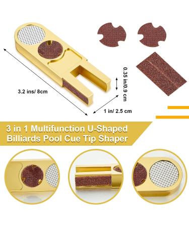 Maitys 2 Pcs Billiards Pool Cue Tip Shaper & Scuffer Tool Set - U-Shaped Multi-functional Trimmers Tapper with Sandpaper | Metal Cue Stick Accessory in Gold - Buy Online on GoSupps.com