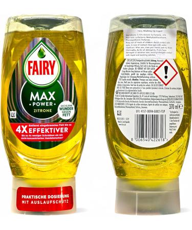 Krishna Stores Limited Fairy Max Power Lemon Washing Up Liquid 2 x 370 ml Twin Pack - Buy Online on GoSupps.com