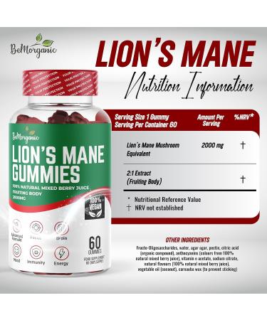 Lion's Mane Gummies 2000mg for Adults - Mixed Berry Flavor - 60 Day Supply - Buy Online on GoSupps.com
