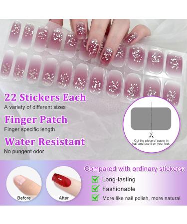 22 STK Rose Red Glitter Nail Film - Self-Adhesive Gel Nail Polish Stickers | Long-Lasting UV Foils for Salon-Quality Manicure - Buy Online on GoSupps.com