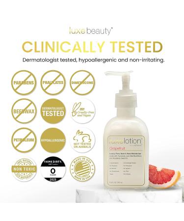 Luxe Beauty Hyaluronic Acid Moisturizer for Face, Neck & Hands - Grapefruit-Scented Silicone-Free Lotion - Organic & Plant-Based Anti-Aging Cream - 8.5 Fl Oz - Buy Online on GoSupps.com