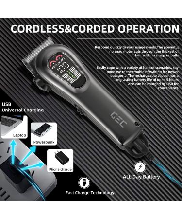 GEC Smart Hair Clipper for Men - Rechargeable Low Noise 5-Mode Professional Hair Trimmer Kit with Auxiliary Light - Buy Online on GoSupps.com