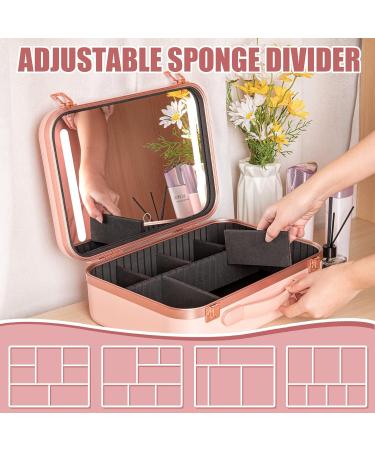 Coetic Makeup Travel Case with Large LED Mirror - Pink | Professional Organizer Bag with Adjustable Divider | Waterproof Portable Train Box for Makeup and Tools - Buy Online on GoSupps.com