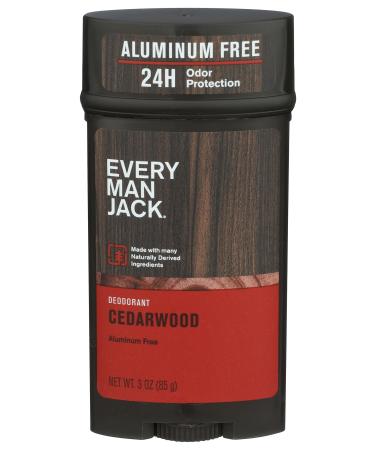Every Man Jack Deodorant Stick Aluminum Free Cedarwood 3 Oz Cedarwood 3 Ounce (Pack of 1)